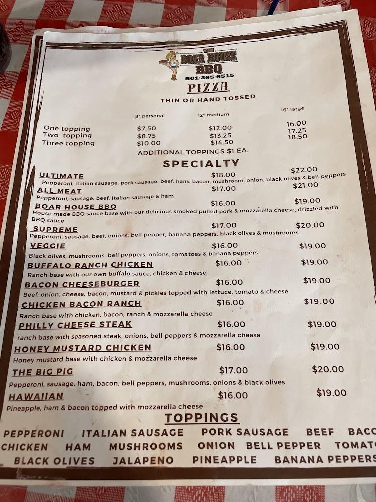 The Boar House & Pizza Menu image 3